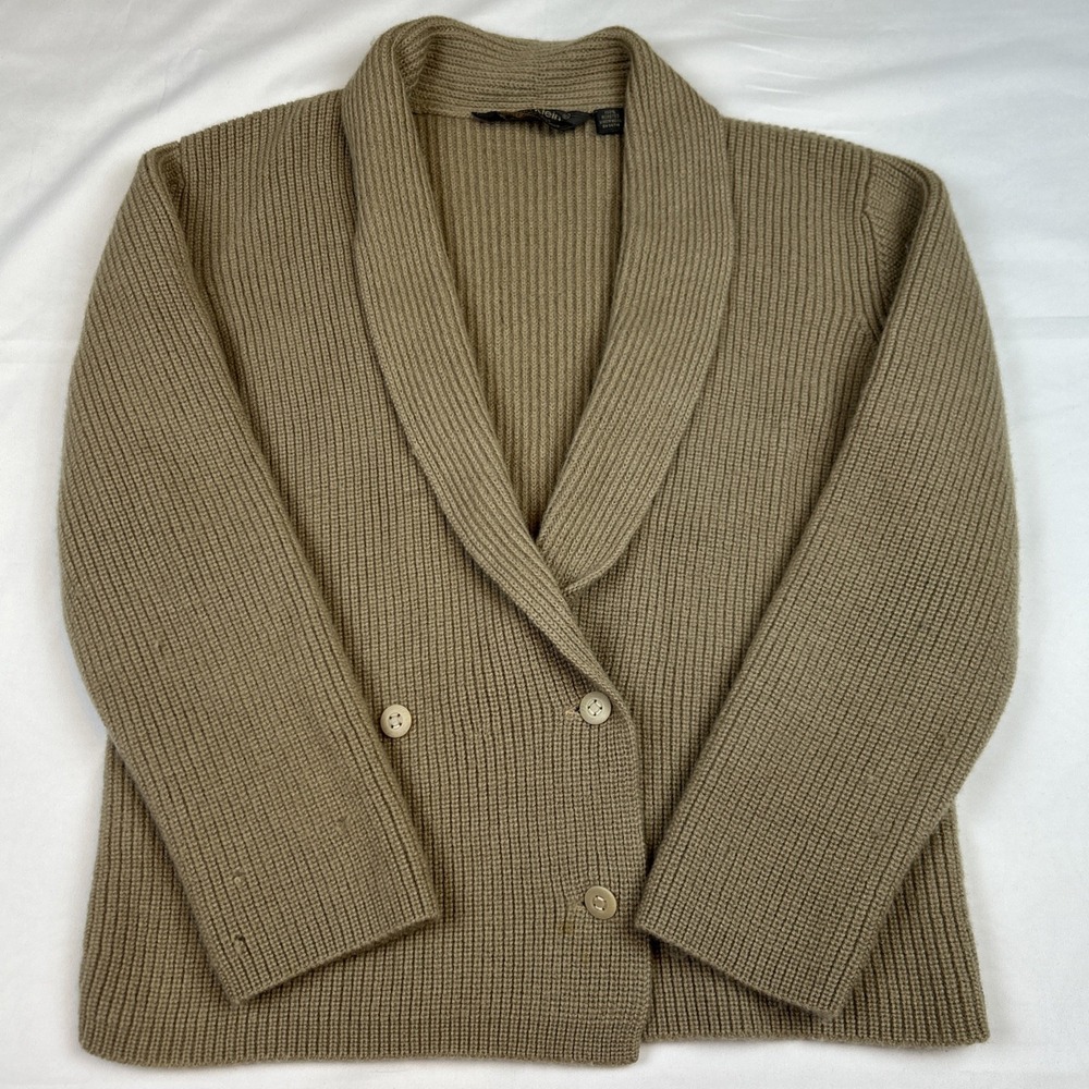 VTG Calvin Klein Women's XL Worsted Wool Heavy Sweater Cardigan Double Breasted